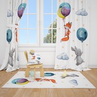 Aquarell Luftballons Und Tiere Baby Jungen Gardinen Kinderzimmer Fenster von CuteTinyTr