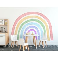 Aquarell Multi Regenbogen Aufkleber, Neutraler Boho Regenbogen, Kinderzimmer Wandtattoo von CuteTinyTr