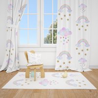 Aquarell Regenbögen Und Wolken Baby Mädchen Zimmer Vorhang Kinderzimmer Vorhänge Fenster von CuteTinyTr