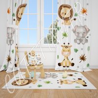 Aquarell Safari Tiere Baby Jungen Gardinen Kinderzimmer Fenster von CuteTinyTr