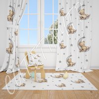 Aquarell Sterne Und Teddy Bär Baby Jungen Zimmer Vorhang Kinderzimmer Vorhänge Fenster von CuteTinyTr