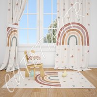 Boho Regenbogen Und Sterne Baby-Mädchen Zimmer Vorhang Kinderzimmer Vorhänge Fenster von CuteTinyTr