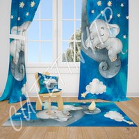 Elefant Baby Jungen Gardinen Kinderzimmer Fenster von CuteTinyTr
