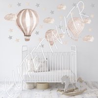 Heißluftballons Beige Wandsticker Kinderzimmer Aquarell Aufkleber von CuteTinyTr