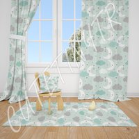 Mint Wolken Sterne Und Monde Baby Jungen Gardinen Kinderzimmer Fenster von CuteTinyTr