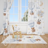 Safari Tiere Und Luftballons Baby Jungen Gardinen Kinderzimmer Fenster von CuteTinyTr