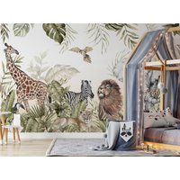 Safari Tiere Und Wildes Leben Tapete Kinderzimmer Junge Babyzimmer von CuteTinyTr