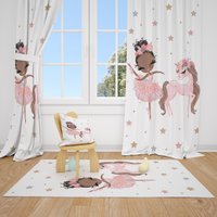 Schwarz Ballerina Und Pony Baby Mädchen Zimmer Vorhang Kinderzimmer Vorhänge Fenster von CuteTinyTr