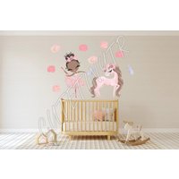 Schwarze Ballerina Und Pony Wandtattoo Mädchenzimmer Wandsticker Kinderzimmer Wandtattoos von CuteTinyTr