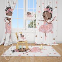 Schwarzer Ballerina Baby Mädchenzimmer Teppich, Lampenschirm, Kissenbezug von CuteTinyTr