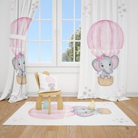 Süße Elefant Ballon Und Sterne Baby Mädchen Zimmer Teppich Kinderzimmer von CuteTinyTr