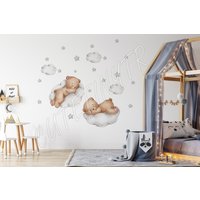 Süße Teddybären Und Wolken Wandsticker Jungen Zimmer Wand Dekor Kinderzimmer Wandtattoo von CuteTinyTr