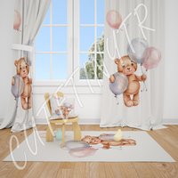 Teddy Bär Und Luftballons Jungen Zimmer Vorhang Kinderzimmer Vorhänge Fenster von CuteTinyTr
