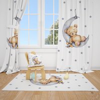 Teddy Bär Und Sterne Baby Jungen Zimmer Vorhang Kinderzimmer Vorhänge Fenster von CuteTinyTr