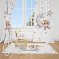 Teddy Bär Und Sterne Baby Jungen Zimmer Vorhang Kinderzimmer Vorhänge Fenster von CuteTinyTr