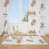 Teddy Bär Und Wolken Baby Jungen Zimmer Vorhang Kinderzimmer Vorhänge Fenster von CuteTinyTr