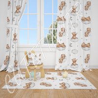 Teddy Bär Und Wolken Baby Jungen Zimmer Vorhang Kinderzimmer Vorhänge Fenster von CuteTinyTr