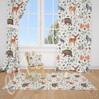 Waldtiere Baby Jungen Gardinen Kinderzimmer Fenster von CuteTinyTr