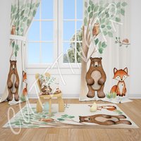 Waldtiere Baby Jungen Zimmer Vorhang Kinderzimmer Vorhänge Fenster von CuteTinyTr
