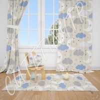 Wolken, Mond Und Sterne, Babyzimmer-Vorhang, Kinderzimmer-Vorhänge, Fenstervorhänge von CuteTinyTr