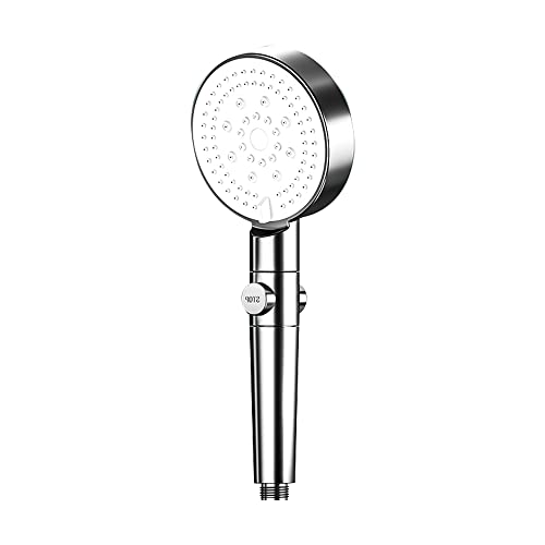 Duschkopf Wassersparender, Hochdruck Handbrause Mit 5 Trahlarten, Wasserstop und Filter, Chrom (Silber - Weiß) von CuteTxtoys