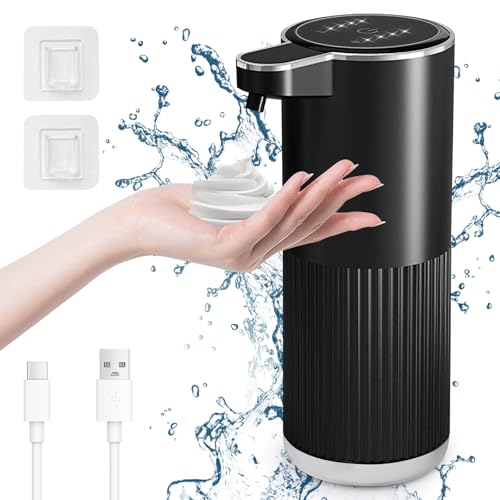 Cuteefun Automatisch Schaum Seifenspender, 400ml Elektrischer Seifenspender mit Sensor, Anzeige des Batteriestands, 4-Stufig Einstellbares Flüssigkeitsvolumen, Wandmontage für Küche, Bad, Schwarz Cuteefun Automatisch Schaum Seifenspender, 400ml Elektrischer Seifenspender mit Sensor, Anzeige des Batteriestands, 4-Stufig Einstellbares Flüssigkeitsvolumen, Wandmontage für Küche, Bad, Schwarz von Cuteefun