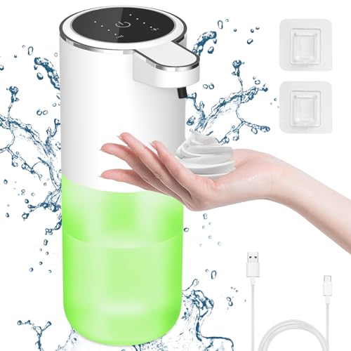 Cuteefun Automatisch Schaum Seifenspender, Stromanzeige, 400ml Elektrischer Seifenspender mit Sensor, 4-Stufig Einstellbares Flüssigkeitsvolumen, Wiederaufladbarer Seifenspender Wandmontage von Cuteefun