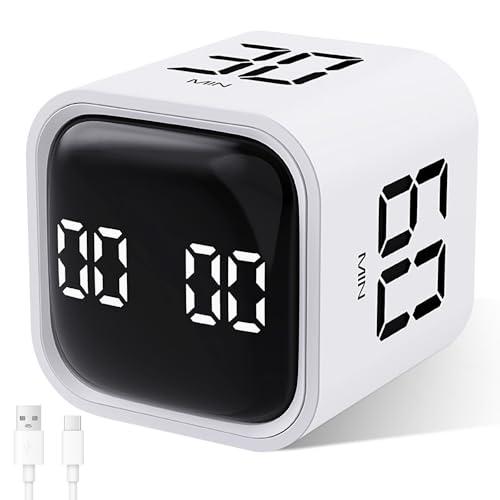 Cuteefun Pomodoro Timer, Drehbarer Cube Timer, 5/10/30/60 Minuten & Countdown, Digitale Eieruhr mit Vibration, Kurzzeitwecker mit Einstellbarem Ton für Kinder, Küche, Sport, Studium, Arbeit, Weiß Cuteefun Pomodoro Timer, Drehbarer Cube Timer, 5/10/30/60 Minuten & Countdown, Digitale Eieruhr mit Vibration, Kurzzeitwecker mit Einstellbarem Ton für Kinder, Küche, Sport, Studium, Arbeit, Weiß von Cuteefun