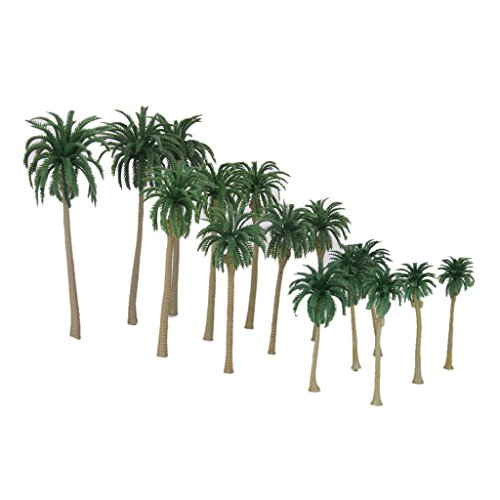 Unbekannt 15pcs Landschaftsbau Kokosnuss Palm Bäume Modelleisenbahn 16-7CM von MagiDeal