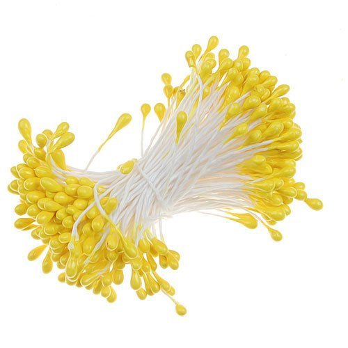 Cutefly Blumen Staubblätter mit Zwei Perlen Köpfen, Gelb, One Size von cutefly