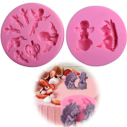 Engel Fondant Silikonform Harz Polymer Clay Form Torten Backen Weihnachten Mould Mould Dekorieren Werkzeuge Dessert Schimmel DIY Silicone Kuchen Molds Weihnachts Fondant für DIY backen(2 Stück) von cutefly