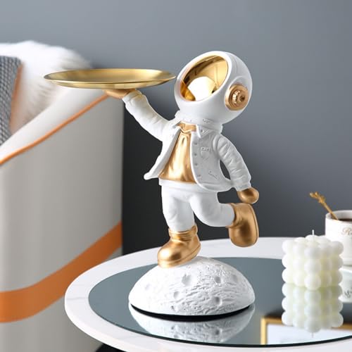 Cutfouwe Astronaut Figurine Statue - Astronautentablett Dekor Süßigkeitenschale, Schmucktablett, Schlüsselablage Desktop-Dekor Für Zuhause Und Büro,Weiß,A von Cutfouwe