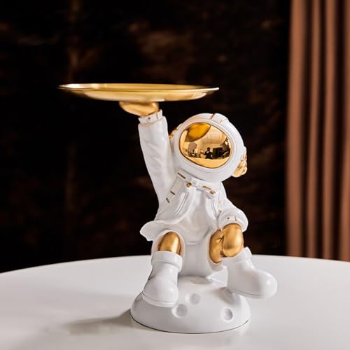 Cutfouwe Astronaut Tablet Decoration/Sculpture- Resin Desk Storage Tray- Office Decoration, Modern Living Room Decoration- Desk Decor,Weiß,k von Cutfouwe