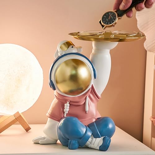 Cutfouwe Astronauten Deko Tablett -Dekoschale/Statue,Astronauten Schlüssel Aufbewahrungsbox Für Bücherregal, Büro, Wohnzimmer,Rosa,F von Cutfouwe