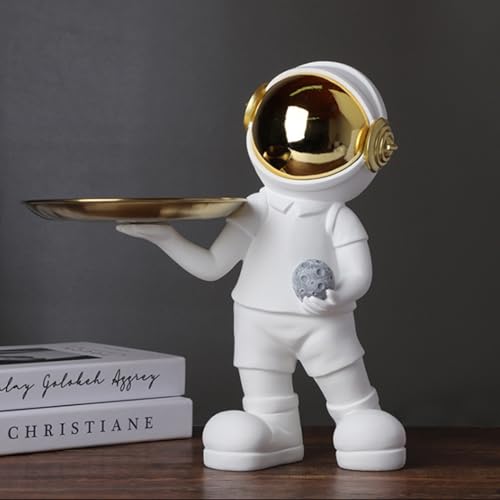 Cutfouwe Astronauten Deko Tablett-Skulptur Deko-Geschenk Für Wohnzimmer, Eingangsbereich, Büro, Schreibtischdekoration,Gold,C von Cutfouwe