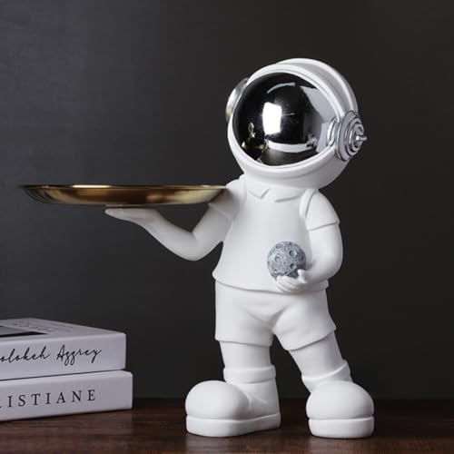 Cutfouwe Astronauten Deko Tablett-Skulptur Deko-Geschenk Für Wohnzimmer, Eingangsbereich, Büro, Schreibtischdekoration,Silber,C von Cutfouwe