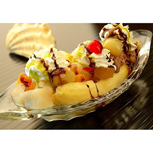 Cutfouwe Banana Split Bowls Glas, 8 Unzen Kapazität Banana Split Dish für Eis, Dessert, Obst, Pudding, Snack, Nüsse, Vintage Banana Split Schale Geschirrspüler Sicher,Set of 2 von Cutfouwe