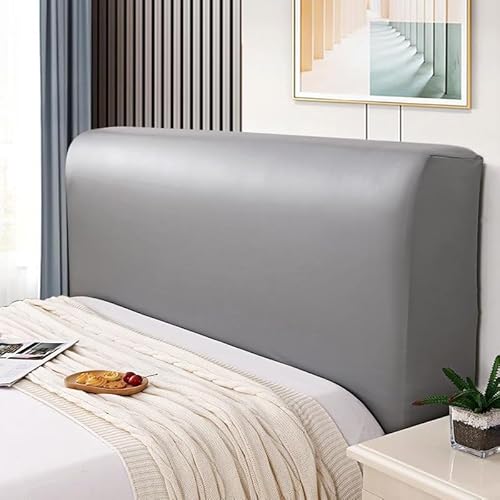 Cutfouwe Bett Kopfteil Bezug Leder Dehnbare-Kopfteil Bett Bezug 120/150/180/200/220Cm Kopfteil Überzug Cover,Grau,180cm von Cutfouwe