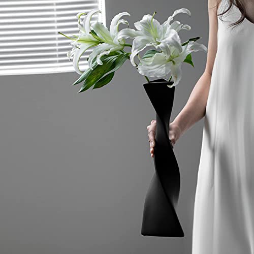 Cutfouwe Bodenvase-vase für pampasgras-Schwarze deko modern Keramik vase, Höhe: 40 cm, für deko wohnzimme/Schlafzimmer/tischdeko, Schwarze vase von Cutfouwe