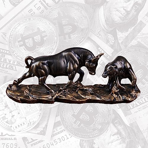 Cutfouwe Bulle und Bär-Börsenfiguren -Harz Wall Street Bull Bear Statue für Schreibtische, Regale oder Vitrinen. mit bulle und bär Figuren sind eine tolle Geschenkidee im Büro von Cutfouwe