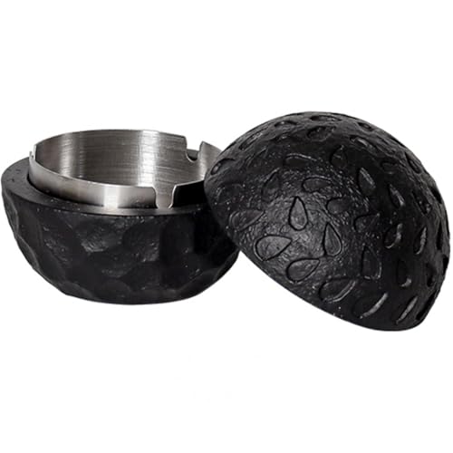 Cutfouwe Deko-Mülleimer - Stilvoller Outdoor-Mülleimer aus Beton mit Metall-Innenzylinder,Schwarz von Cutfouwe