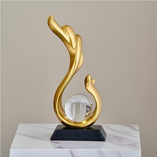 Cutfouwe Dekoobjekt Abstrakt-Skulptur Deko Gold- Moderne Tischdekoration Für Esszimmer, Wohnzimmer Oder Büro-L:15Cm H:29.5Cm-Harz,Gold,A von Cutfouwe