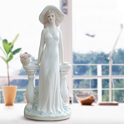 Cutfouwe Keramik Göttin Moderne Figur Skulptur Mädchen Porzellan Statue Deko Frauen Figuren Ornament Für Wohnzimmer Tischdeko Büro Schreibtisch Handwerk Sammelfigur Deko,1 von Cutfouwe