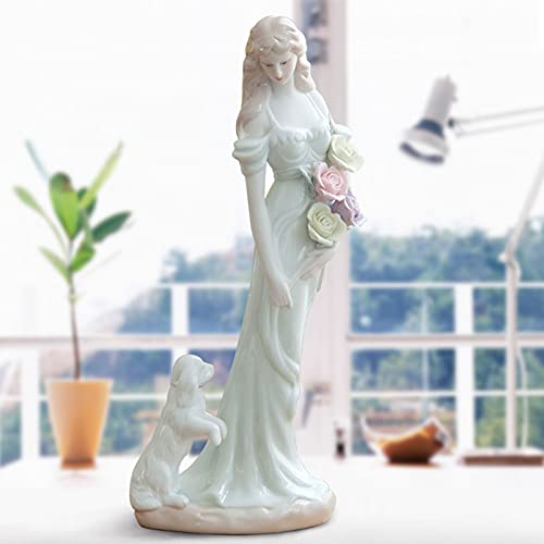 Cutfouwe Keramik Göttin Moderne Figur Skulptur Mädchen Porzellan Statue Deko Frauen Figuren Ornament Für Wohnzimmer Tischdeko Büro Schreibtisch Handwerk Sammelfigur Deko,3 von Cutfouwe