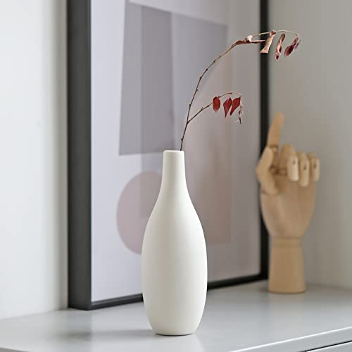 Cutfouwe Keramik Vase Matt, Vase Weiß, Blumenvase im Minimalistischen Stil, Deko Handmade Mini Vase für Pampasgras als Tischdeko Geeignet Minimalistische Blumenvase,Weiß,B von Cutfouwe