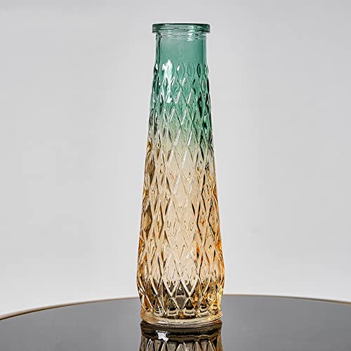 Cutfouwe Kleine Glasvase Gold - Blumenvase Vintage Farbverlauf Relief Vase Hochzeiten Tischdeko - Vase für Pampasgras - Handmade Vasen Deko,D von Cutfouwe