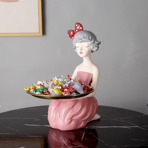 Cutfouwe Skulptur Deko - Tablett Deko, Harz Mädchen Statue Mit Herausnehmbarem Metalltablett - Perfekte Wohnzimmer, Büro, Oder Schreibtisch Dekoration,Rosa,J Cutfouwe Skulptur Deko - Tablett Deko, Harz Mädchen Statue Mit Herausnehmbarem Metalltablett - Perfekte Wohnzimmer, Büro, Oder Schreibtisch Dekoration,Rosa,J von Cutfouwe