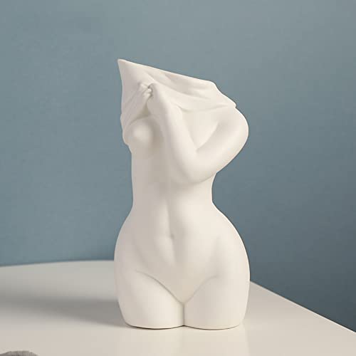 Cutfouwe Weibliche Körper Vase Keramik Vasen Blumenvase Boho Deko Erstaunliche Torsovase-Skulptur, Kunst Büste Geschenk Für Frauen/Freundin,White Matte c von Cutfouwe