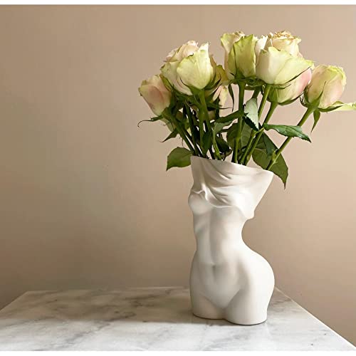 Cutfouwe Weibliche Körpervase Deko Vase Weiß Keramik Vase Pampasgras Blumenvase Menschliches Körper Form Minimalistische Dekorative Vase Für Wohnzimmer Home Deko (C, Modern vase) von Cutfouwe