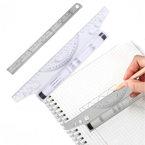 Roll-Lineal,Paralleles Rolling Lineal,Geometric Lineal,Transparentes Parallele Linie Rolling Lineal,Geometrisches Lineal,Geometrische Zeichenungs,Messinstrumente,mit Stahllineal Lineal Metall 30cm von Cutiolly